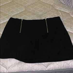 Black Suede Zip Up Skirt
